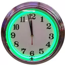 Click here to learn more about the Chrome Green Standard Neon Clock.